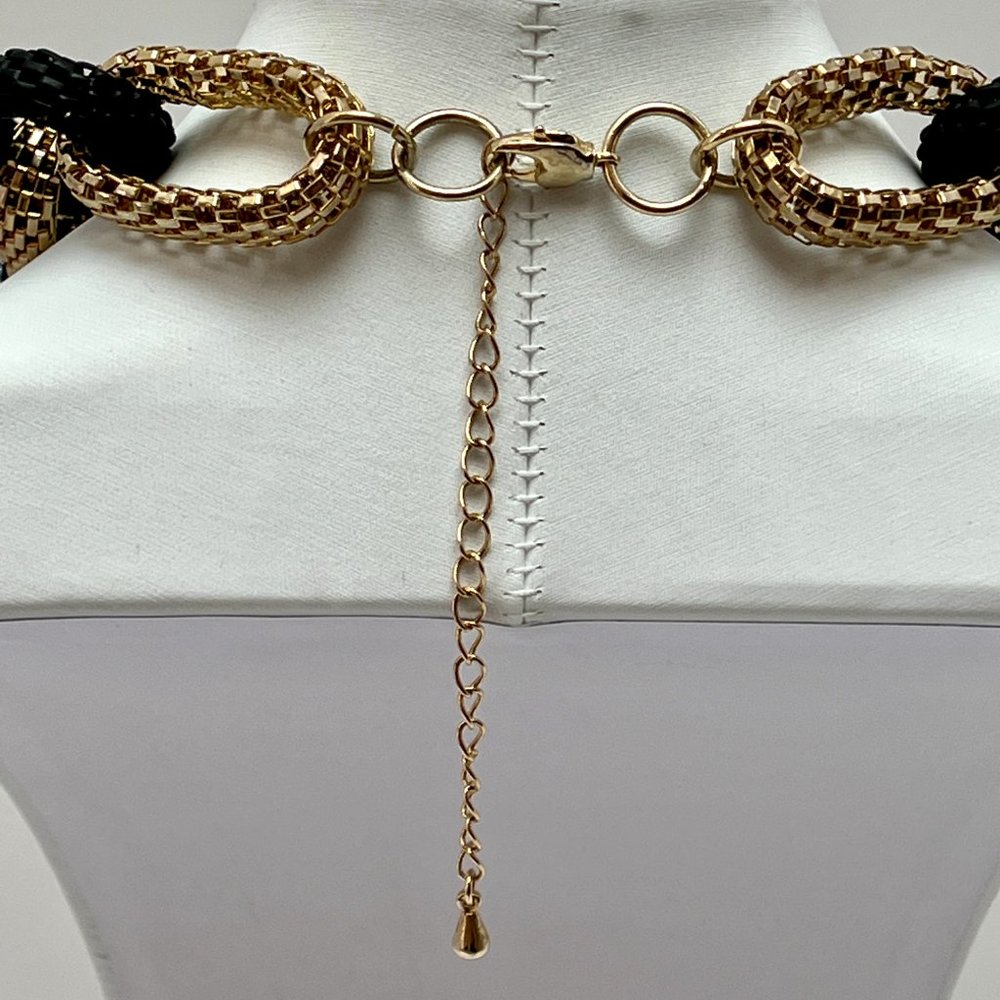 ❣️NEW❣️Debenhams Deco Rustic Mesh Oval Link Statement Collar Necklace Multi Tone - Picture 5 of 8